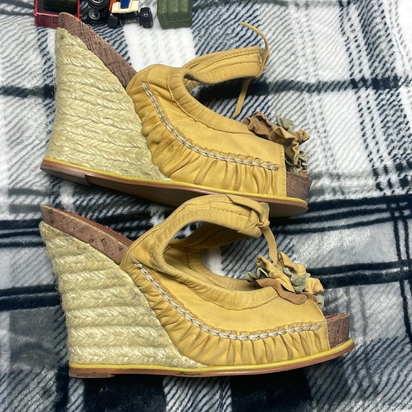 MISS SIXTY TAMARA LEATHER WEDGES SZ 38 WORN ONE TIME - Picture 3 of 15